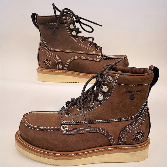 Hawx Men’s 6" Grade Comp Moc Toe Work Boots, Brown Leather, Size 7D, NWT - Picture 1 of 15